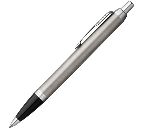 Ручка шариковая Parker IM Essential Stainless Steel CT, серебристая с черным