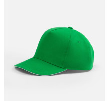 Бейсболка Classic 2.0, ярко-зеленая с белым кантом