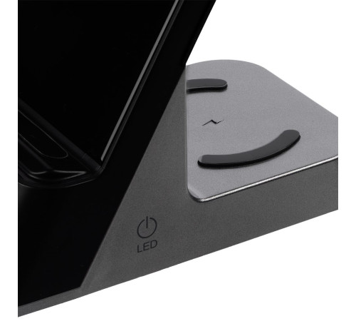 Зарядная станция с часами E-Store для смартфона, часов и наушников, черная