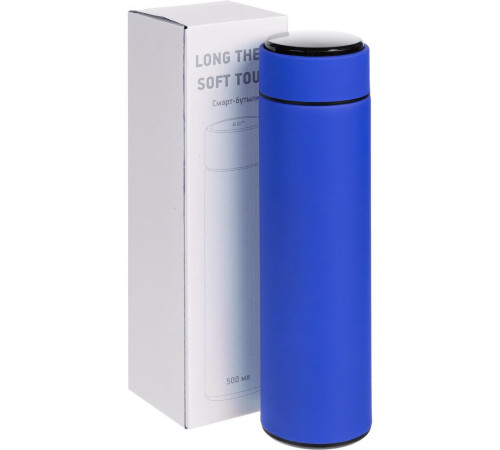 Смарт-бутылка с заменяемой батарейкой Long Therm Soft Touch, синяя