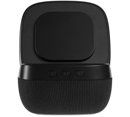 Колонка с беспроводной зарядкой Esca и подсветкой логотипа, черная