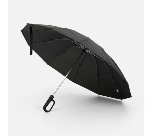 Зонт обратного сложения inLoop с ручкой-карабином, черный