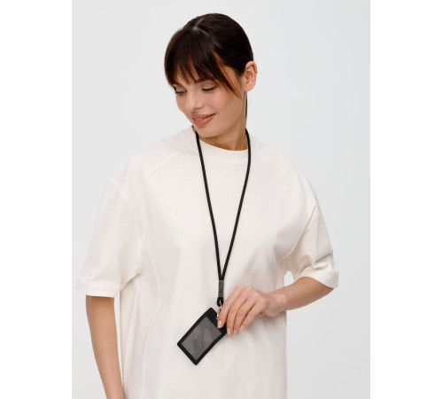 Шнурок для бейджа Tube Metal, черный