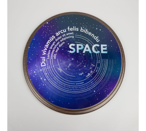 Плакетка Plaque, круглая, венге с серебристой пластиной