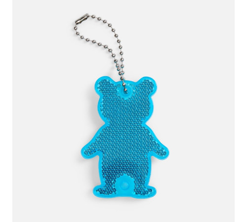 Пешеходный светоотражатель с цепочкой «Мишка», синий