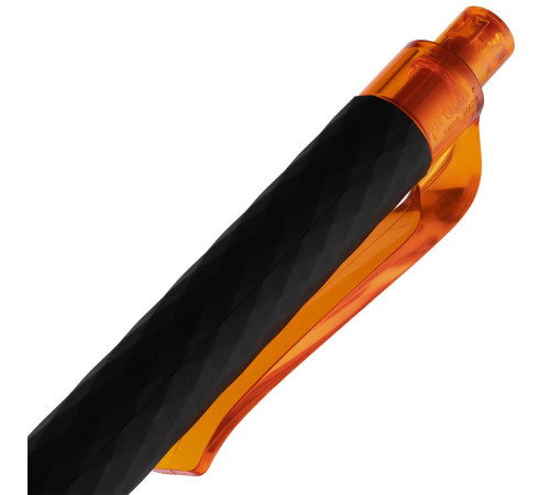 Ручка шариковая Prodir QS01 PRT-T Soft Touch, черная с оранжевым