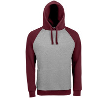 Толстовка унисекс Seattle, серый меланж с бордовым