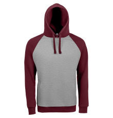 Толстовка унисекс Seattle, серый меланж с бордовым