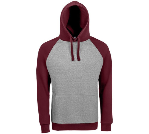 Толстовка унисекс Seattle, серый меланж с бордовым