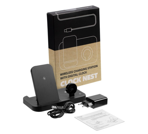 Зарядная станция с часами Clock Nest, черная