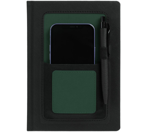 Ежедневник Mobile на заказ, недатированный, черно-зеленый