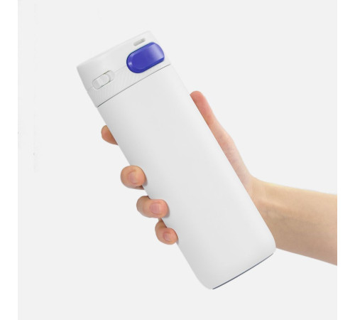 Термостакан X1 с цветной кнопкой, белый с синим