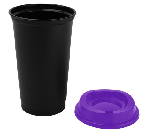 Стакан с крышкой Color Cap Black, черный с фиолетовым