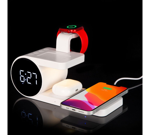 Станция беспроводной зарядки с часами fullStack, белая