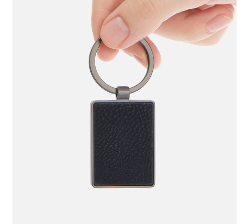 Брелок Gun Metal Leather Rectangle, графитовый
