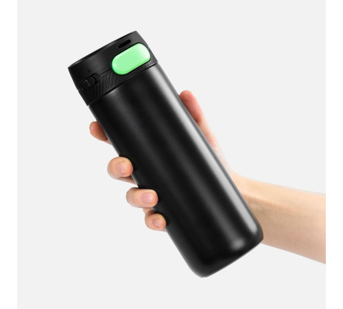 Термостакан X1 с цветной кнопкой, черный с зеленым