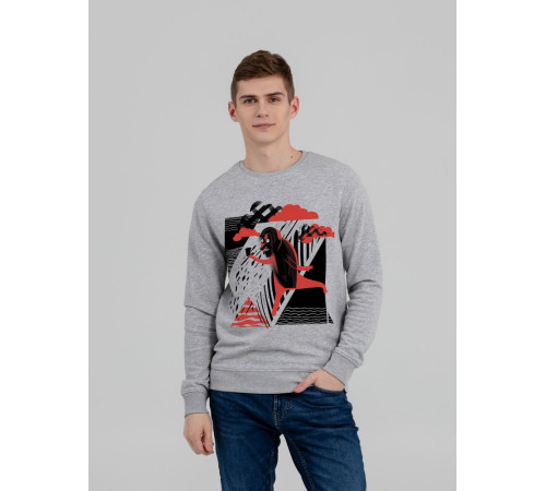 Свитшот «Преодолень», серый меланж