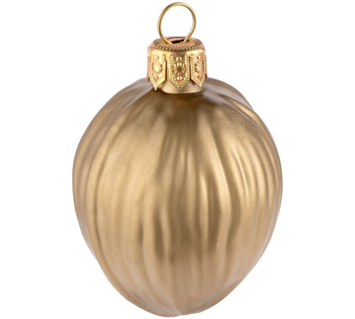 Елочная игрушка «Грецкий орех», матовое золото