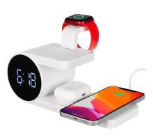 Станция беспроводной зарядки с часами fullStack, белая