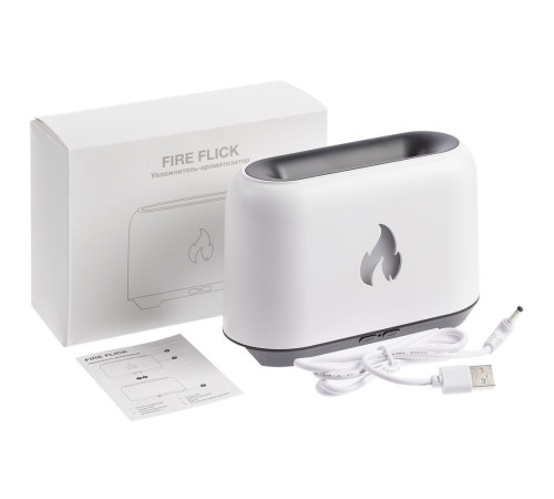 Увлажнитель-ароматизатор Fire Flick с имитацией пламени, белый