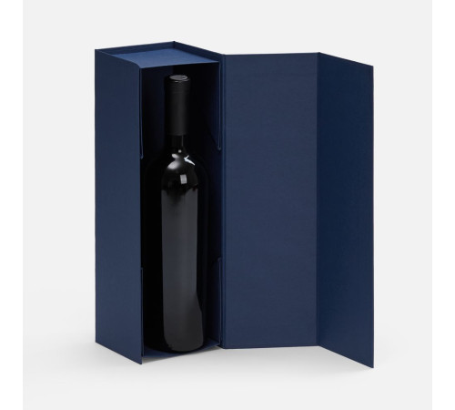 Коробка складная под бутылку Color Jacket Fold, темно-синяя