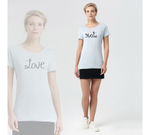 Футболка женская Hate-Love, голубая