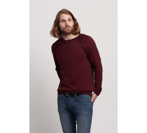 Джемпер Stitch с контрастной отделкой, бордовый с синим