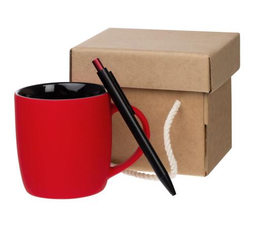 Набор Color Block: кружка и ручка, красный с черным