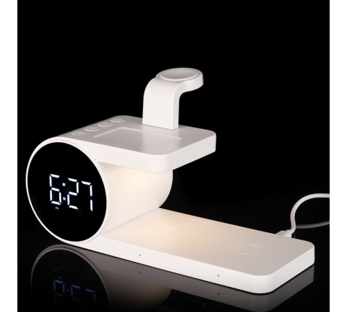 Станция беспроводной зарядки с часами fullStack, белая