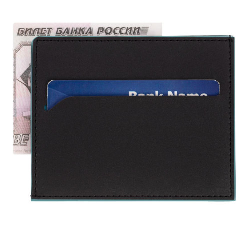 Картхолдер Multimo, черный с бирюзовым