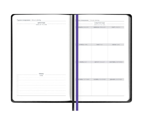 Ежедневник Alanis, недатированный, черный с фиолетовым
