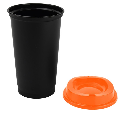 Стакан с крышкой Color Cap Black, черный с оранжевым