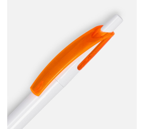 Ручка шариковая Bento, белая с оранжевым