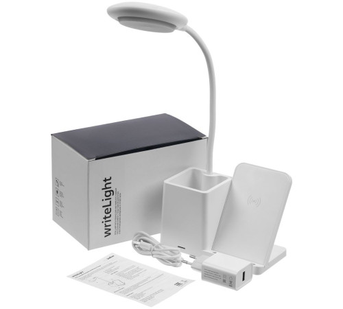 Лампа с органайзером и беспроводной зарядкой writeLight, ver. 2, белая