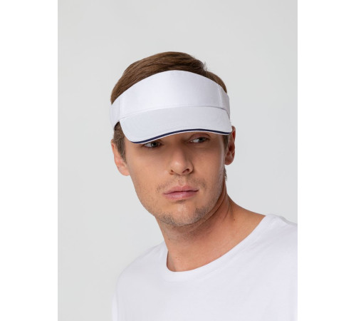 Козырек Active, белый с темно-синим кантом