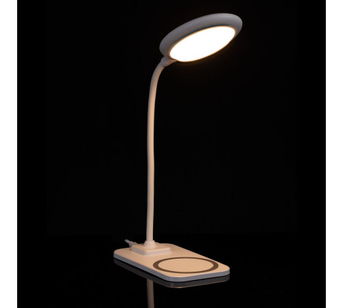 Настольная лампа с беспроводной зарядкой Modicum, белая