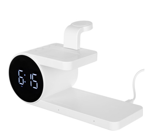 Станция беспроводной зарядки с часами fullStack, белая
