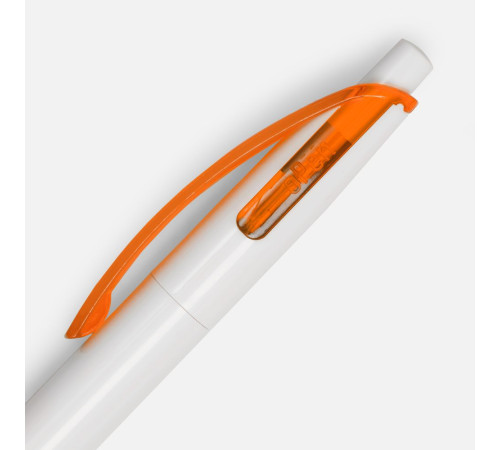 Ручка шариковая Bento, белая с оранжевым