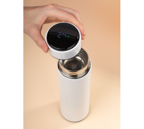 Смарт-бутылка с заменяемой батарейкой Long Therm, белая