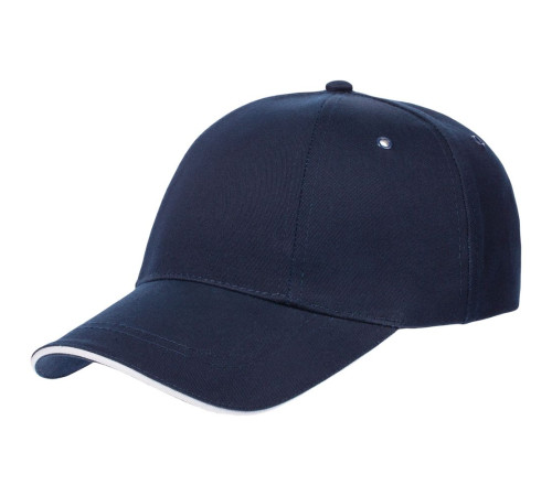 Бейсболка Canopy, темно-синяя с белым кантом