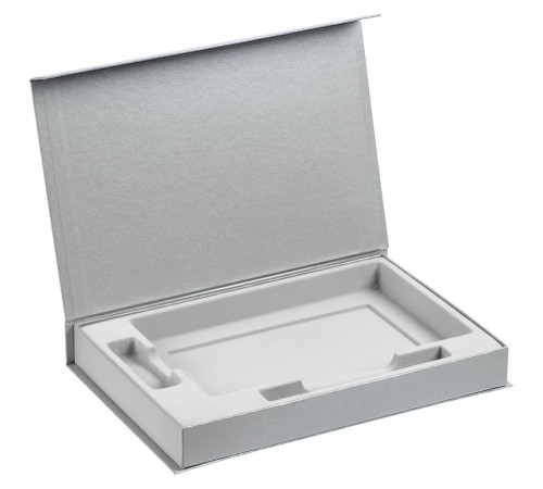 Коробка Silk с ложементом под ежедневник 13x21 см, флешку и ручку, ver. 2, серая