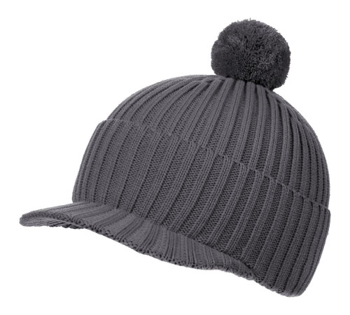 Вязаная шапка с козырьком Peaky, серая (антрацит)