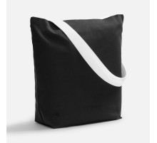 Шопер B5, черный с широкими белыми ручками