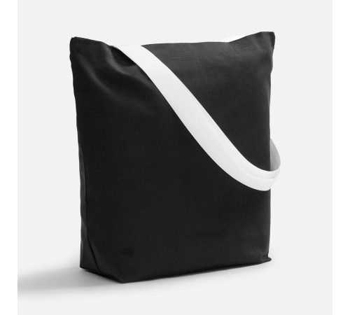 Шопер B5, черный с широкими белыми ручками