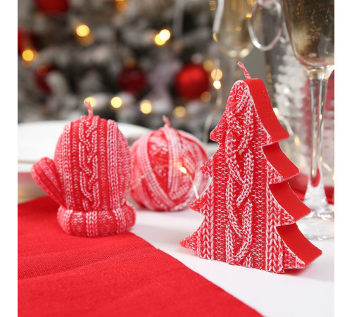 Свеча Kniteam, варежка, красная