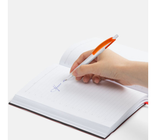 Ручка шариковая Bento, белая с оранжевым