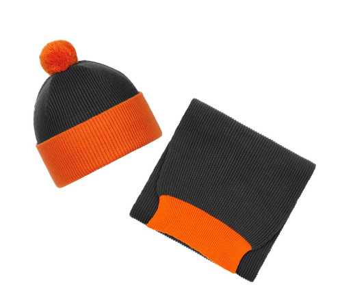 Шарф Snappy, темно-серый (антрацит) с оранжевым