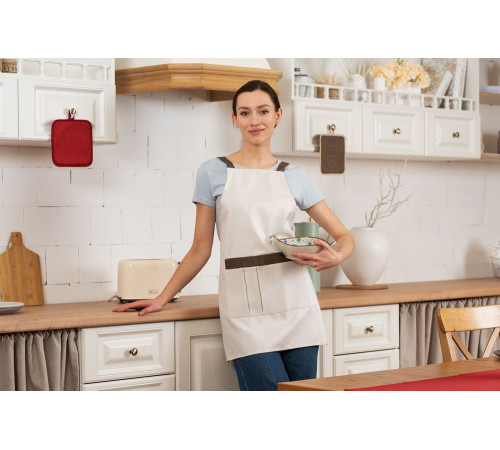 Фартук Settle In, светло-бежевый (молочный)