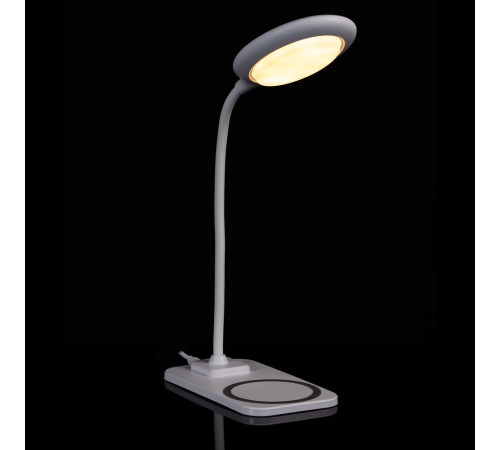 Настольная лампа с беспроводной зарядкой Modicum, белая