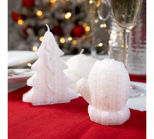 Свеча Kniteam, клубок, белый